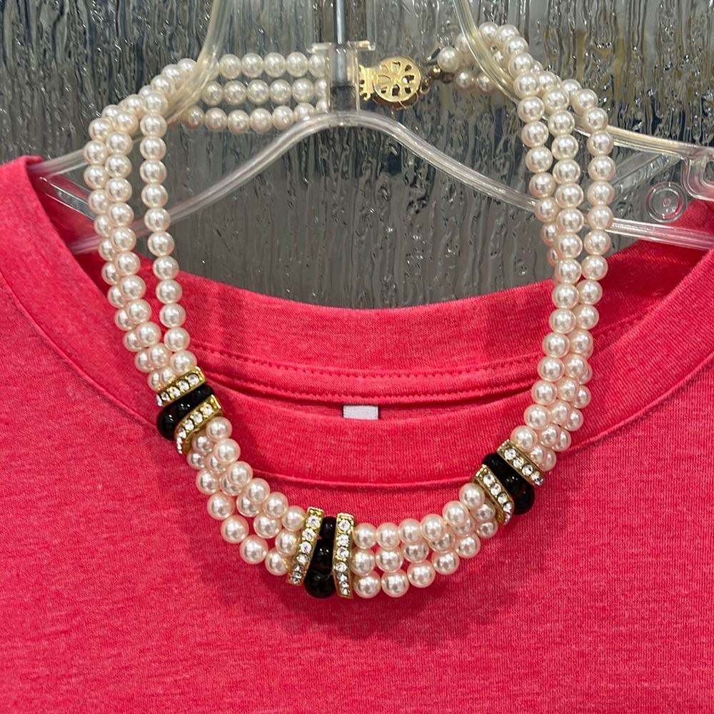 Vintage rhinestone, faux pearl necklace